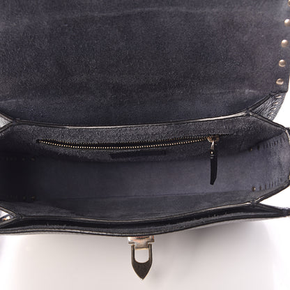 Valentino Garavani Pebbled Calfskin Medium Rockstud Flap Saddle Bag Deep Denim 5 of 11