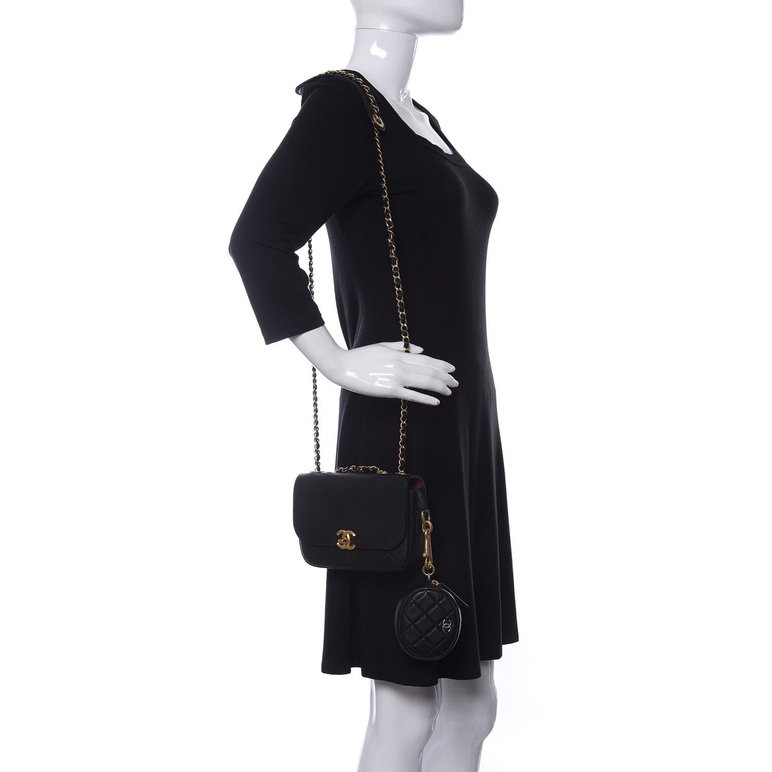 Chanel Calfskin Quilted Multi Pouching Flap And Coin Purse Black 2 of 11