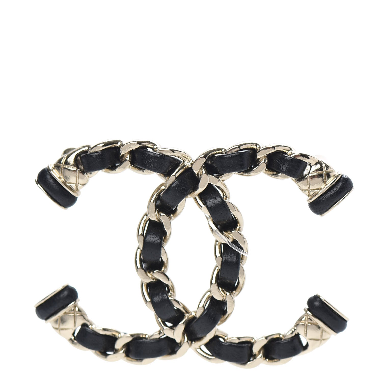 Chanel Lambskin Chain CC Brooch Black Gold 1 of 5