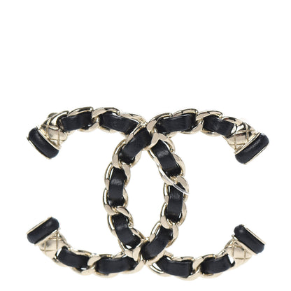 Chanel Lambskin Chain CC Brooch Black Gold 1 of 5