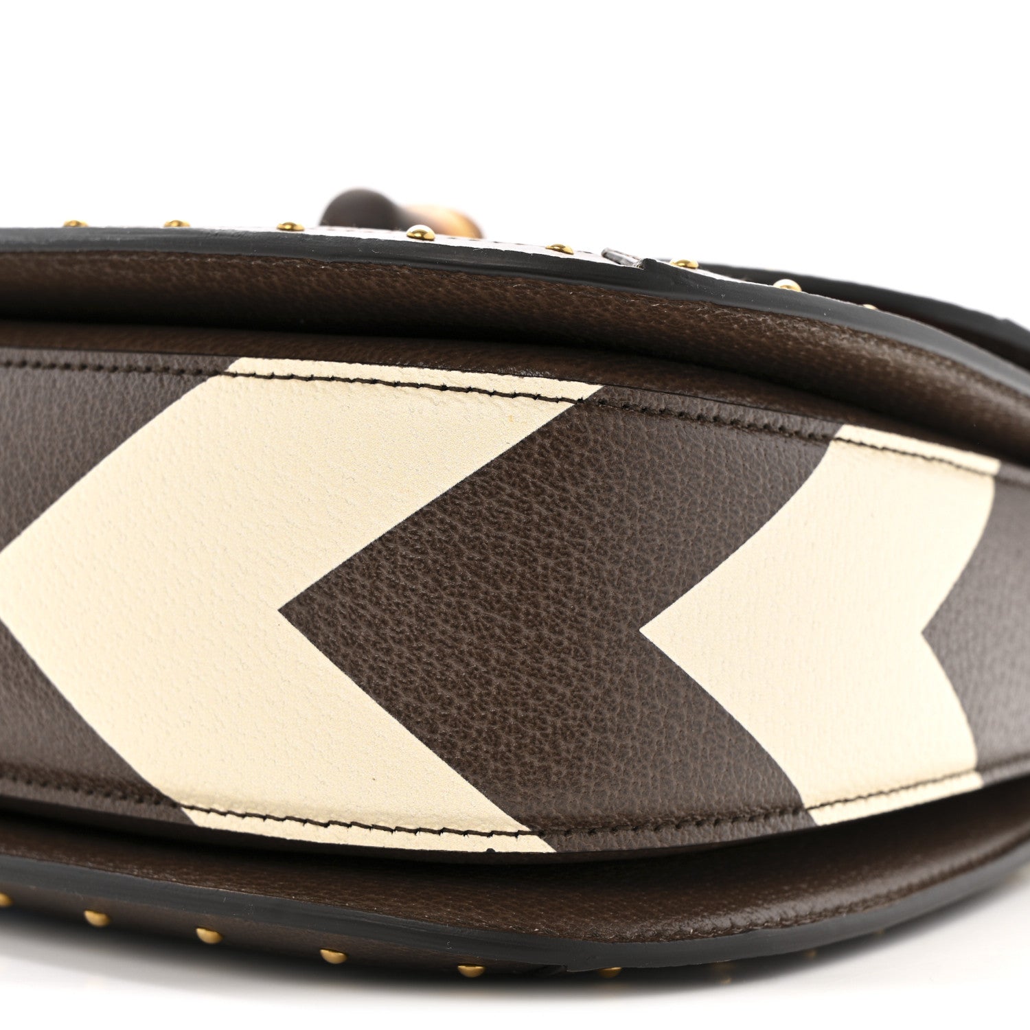 Gucci GG Supreme Monogram Studded Calfskin 100 Centennial Geometric Medium Bamboo 1947 Top Handle Bag Beige Ebony Multicolor 11 of 12