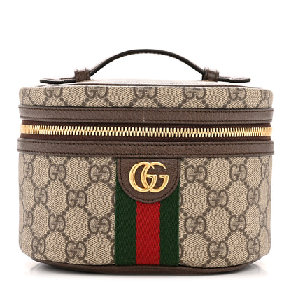Gucci GG Supreme Monogram Textured Calfskin Web Ophidia Vanity Cosmetic Case Beige Ebony New Acero 1 of 9