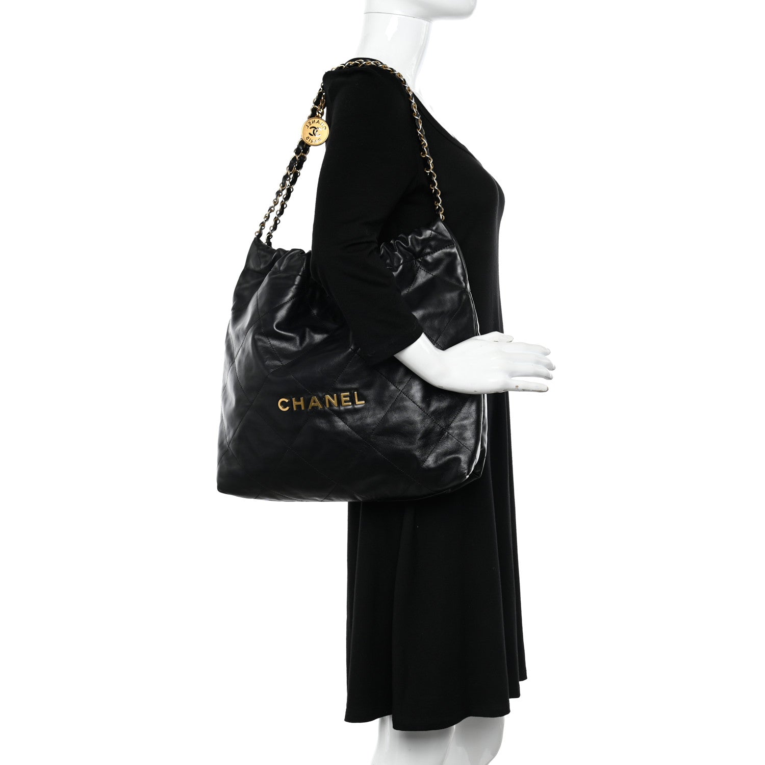 Chanel Shiny Calfskin Quilted Chanel 22 Black 2 of 11