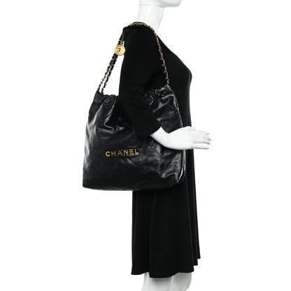 Chanel Shiny Calfskin Quilted Chanel 22 Black 2 of 11