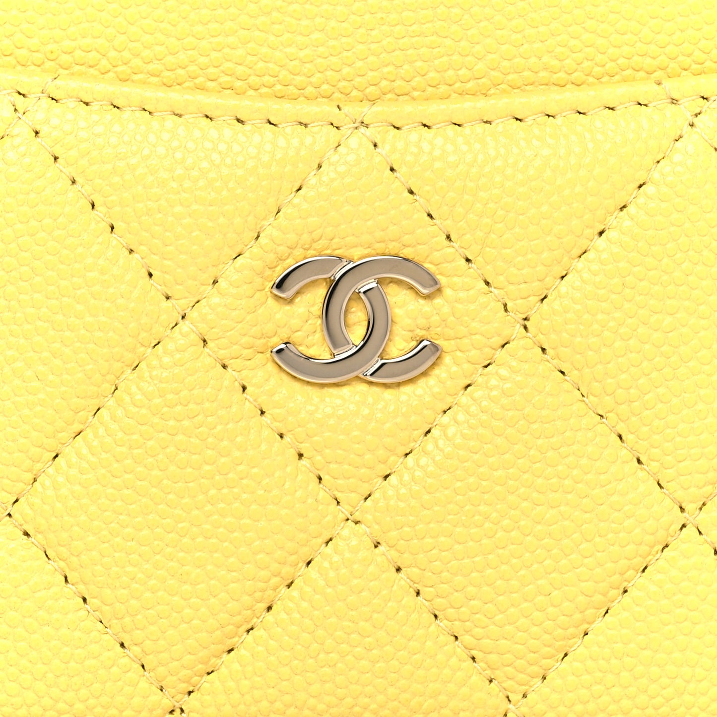 Caviar Quilted Card Holder Yellow