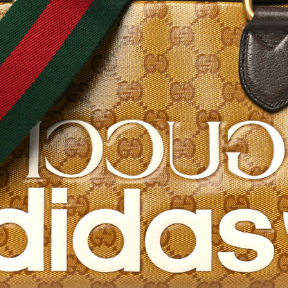 Gucci X ADIDAS Crystal Vintage Monogram Textured Dollar Calfskin Web Trefoil Logo Mini Bowling Bag Mid Natural Nut Off White New Acero 8 of 11