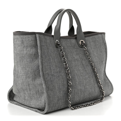Chanel Woven Straw Raffia Large Deauville Tote Grey 3 of 10