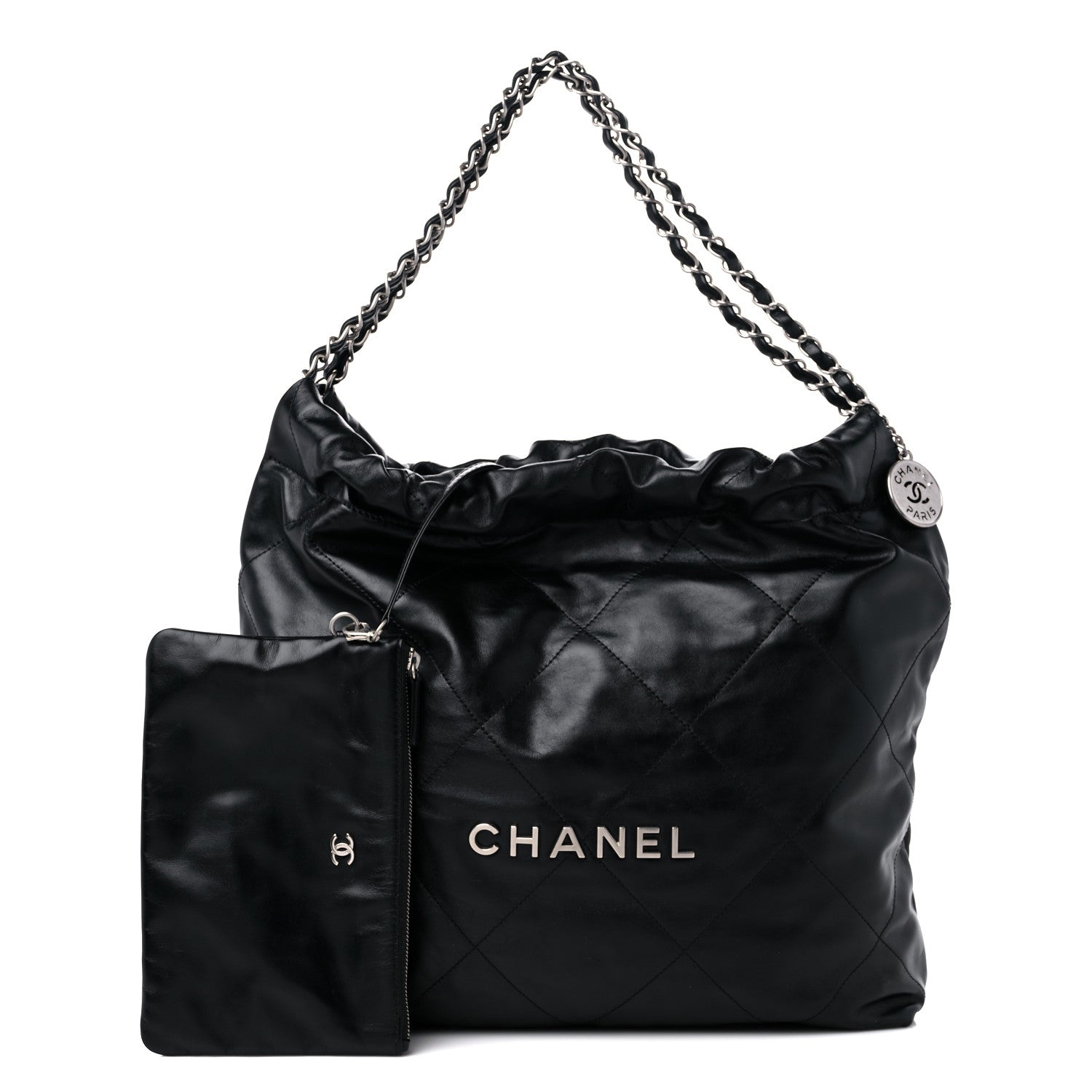 Chanel Shiny Calfskin Quilted Chanel 22 Black 1 of 11
