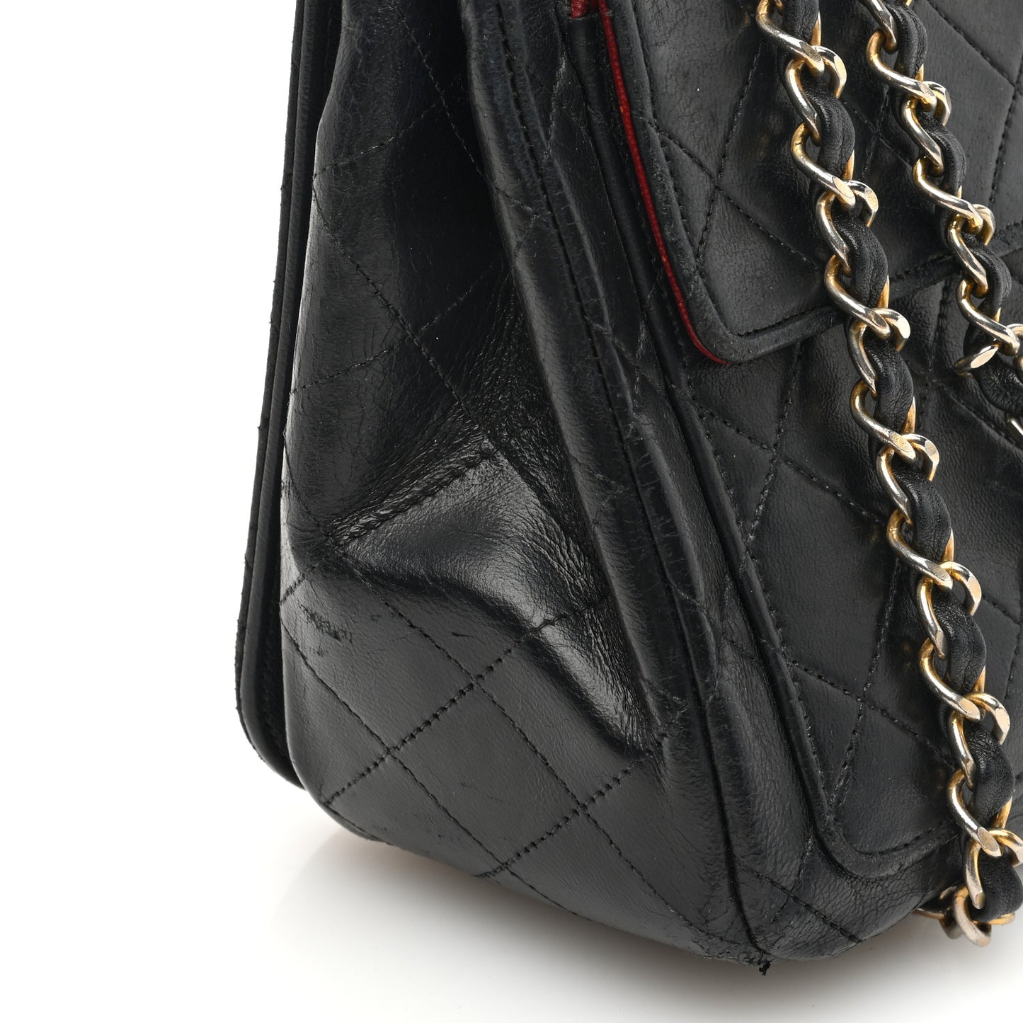 Lambskin Quilted Medium Double Pocket Flap Black