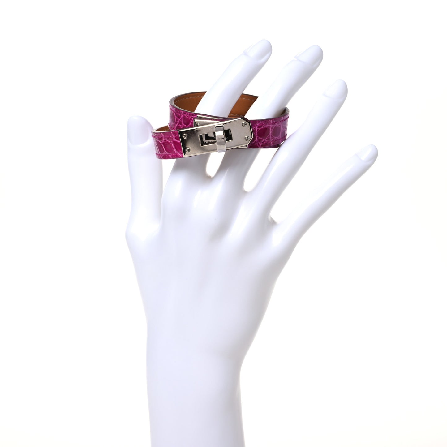 Shiny Alligator Kelly Double Tour Bracelet S Rose Scheherazade