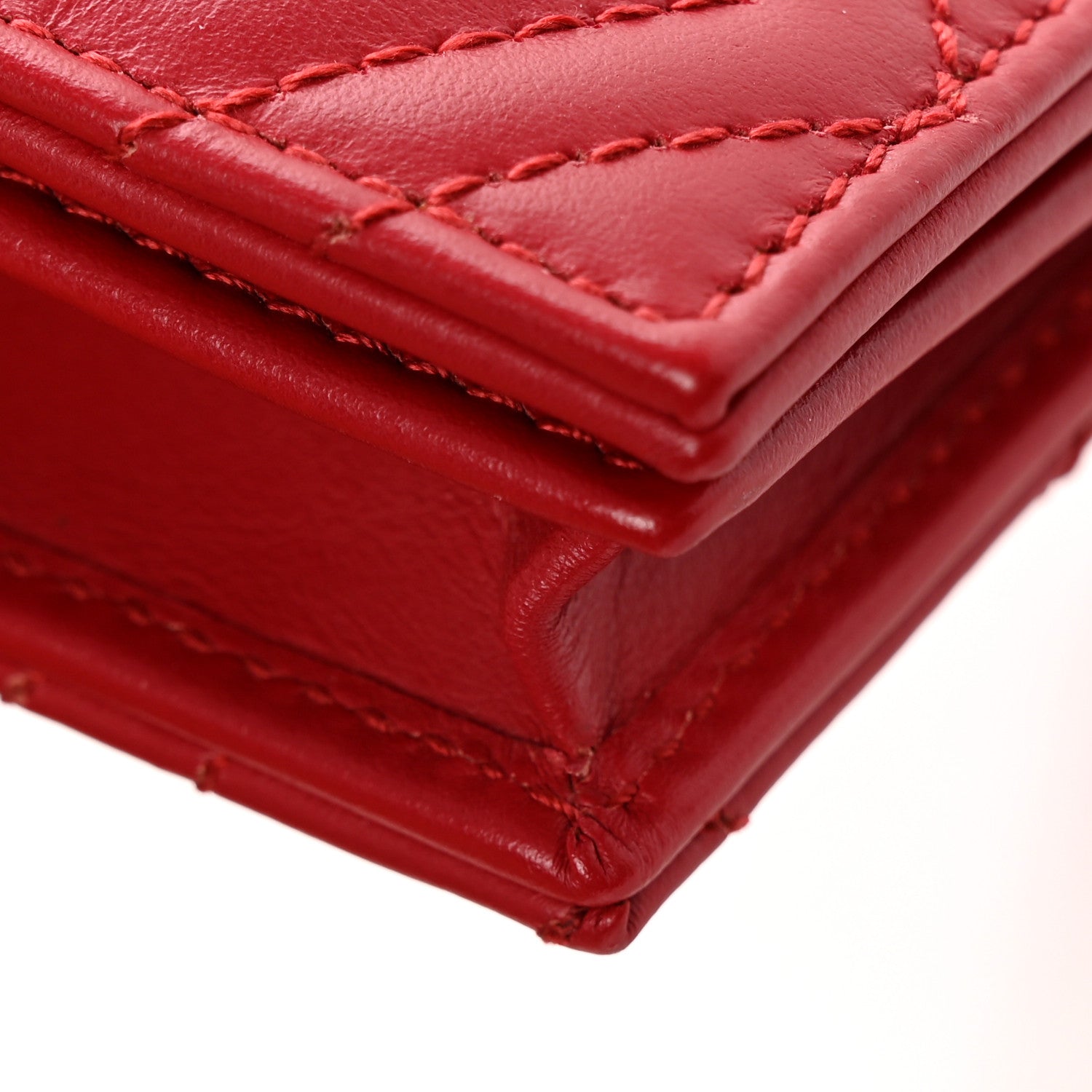 Gucci Calfskin Matelasse GG Marmont Card Case Wallet Hibiscus Red 8 of 11