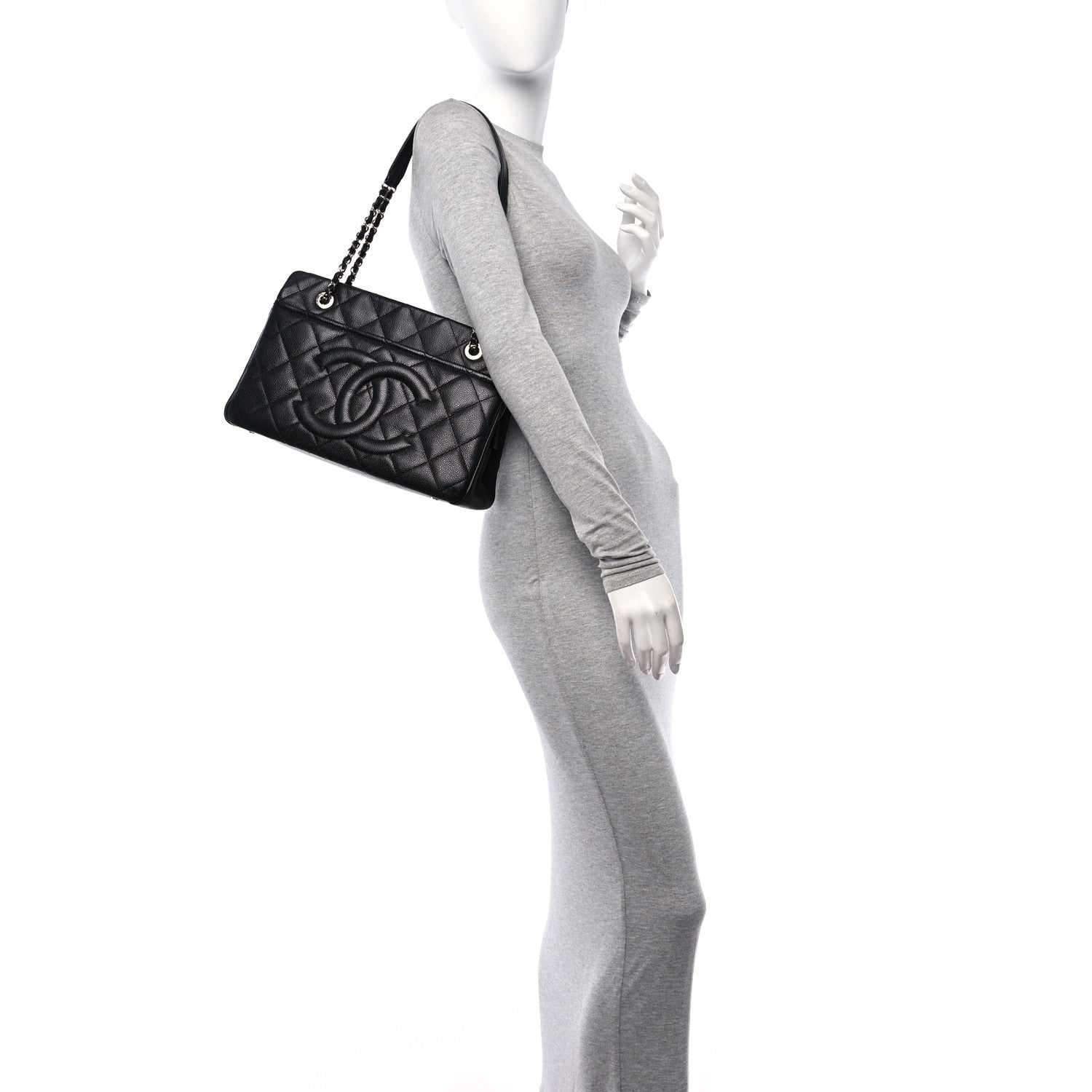 Chanel Caviar Quilted CC Timeless Soft Tote Black 2 of 10