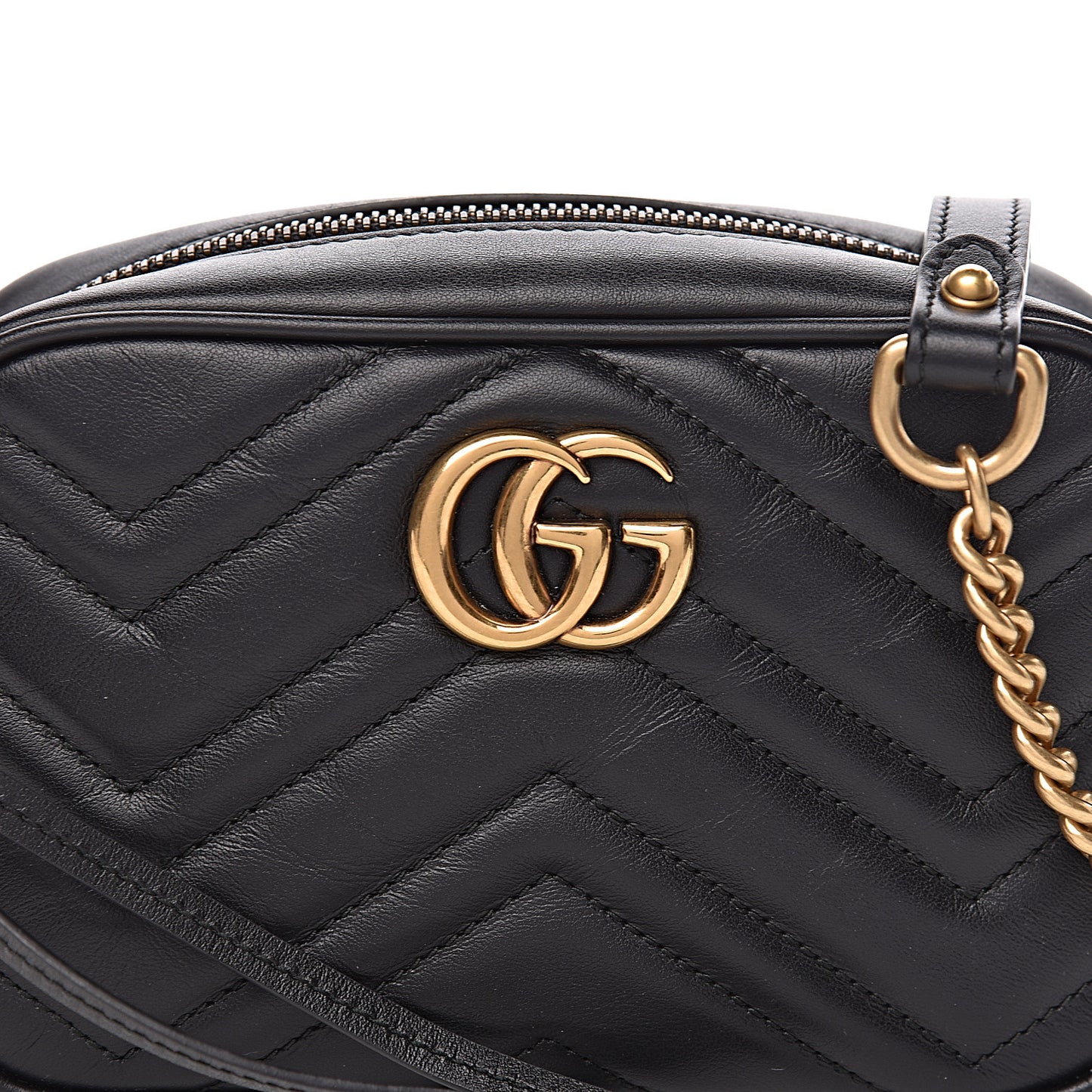 Calfskin Matelasse Mini GG Marmont Chain Shoulder Bag Black