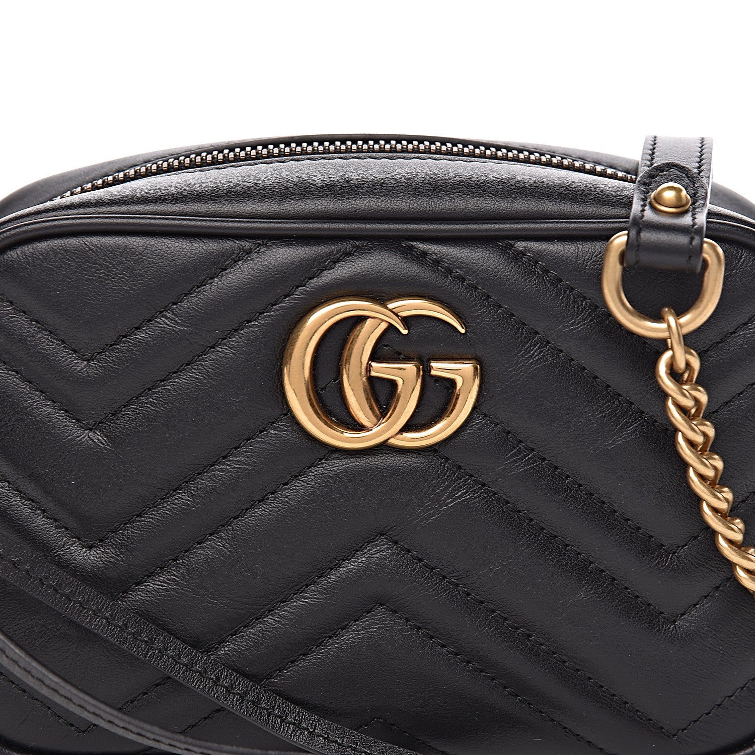 Gucci Calfskin Matelasse Mini GG Marmont Chain Shoulder Bag Black 10 of 10