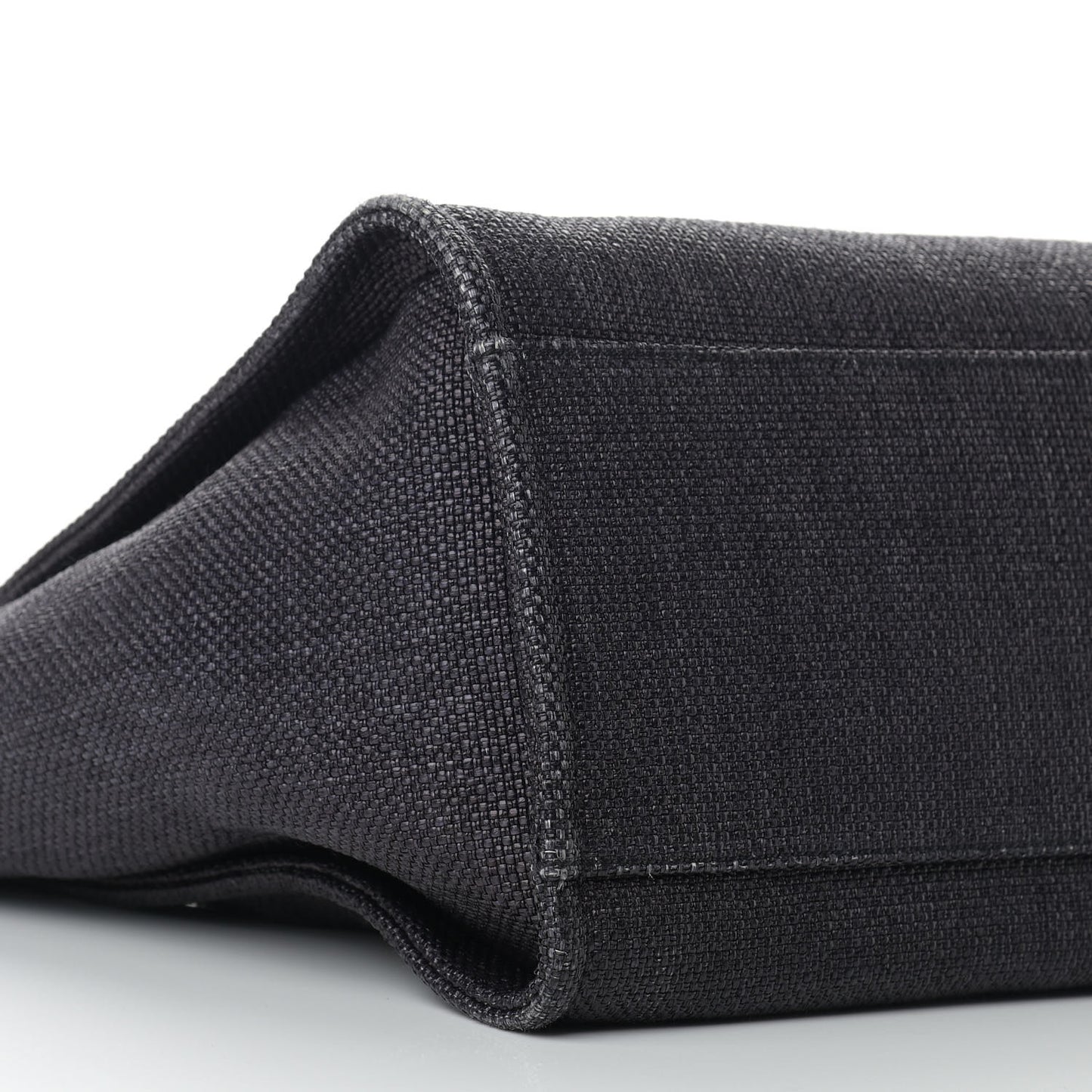 Woven Straw Raffia Medium Deauville Tote Black