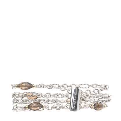 David Yurman Sterling Silver 18K Yellow Gold Smoky Quartz Figaro Bracelet 3 of 6