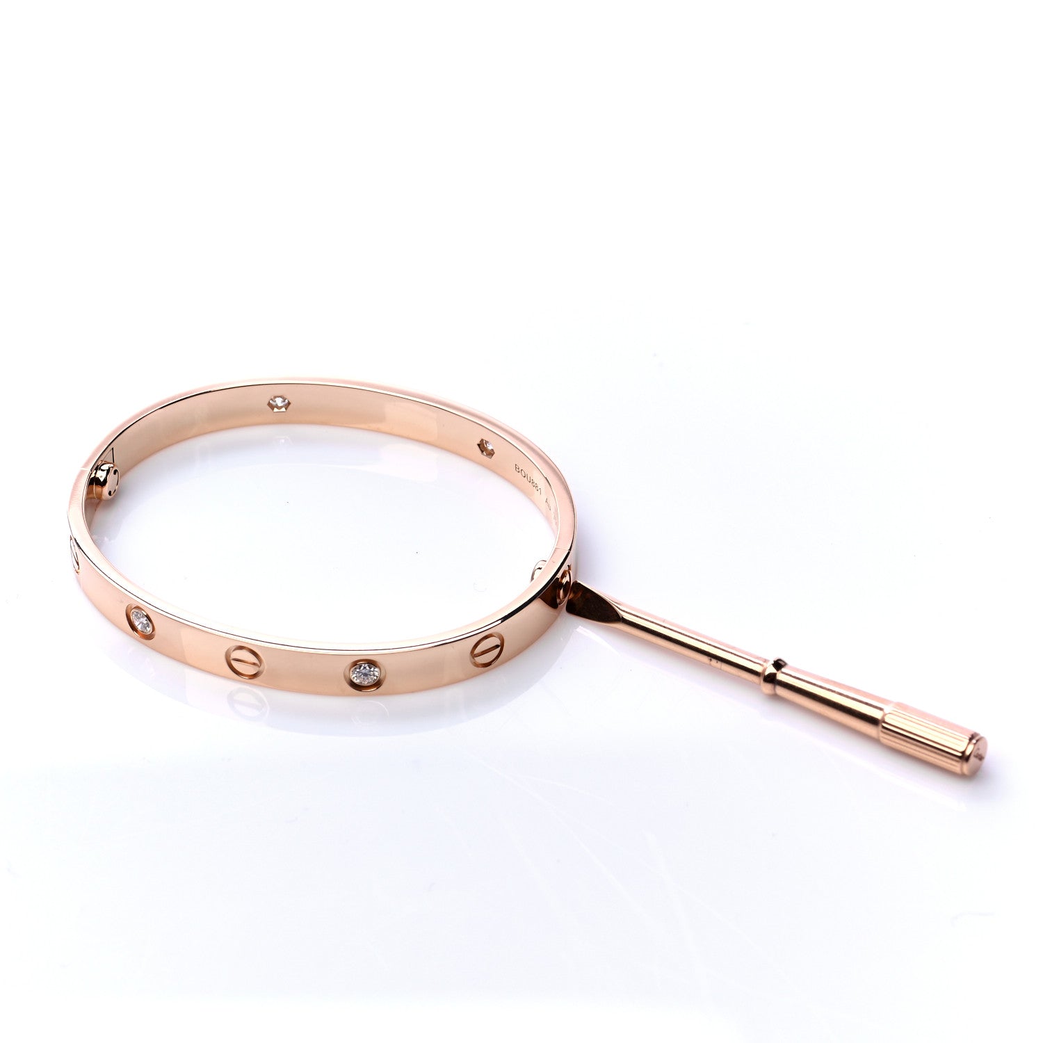 Cartier 18K Pink Gold 4 Diamond LOVE Bracelet 16 4 of 8