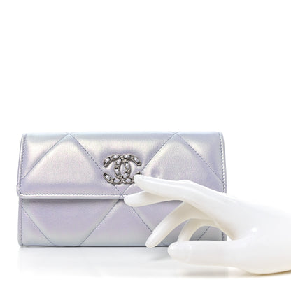 Chanel Iridescent Calfskin Quilted Chanel 19 Flap Wallet Light Purple 3 of 9