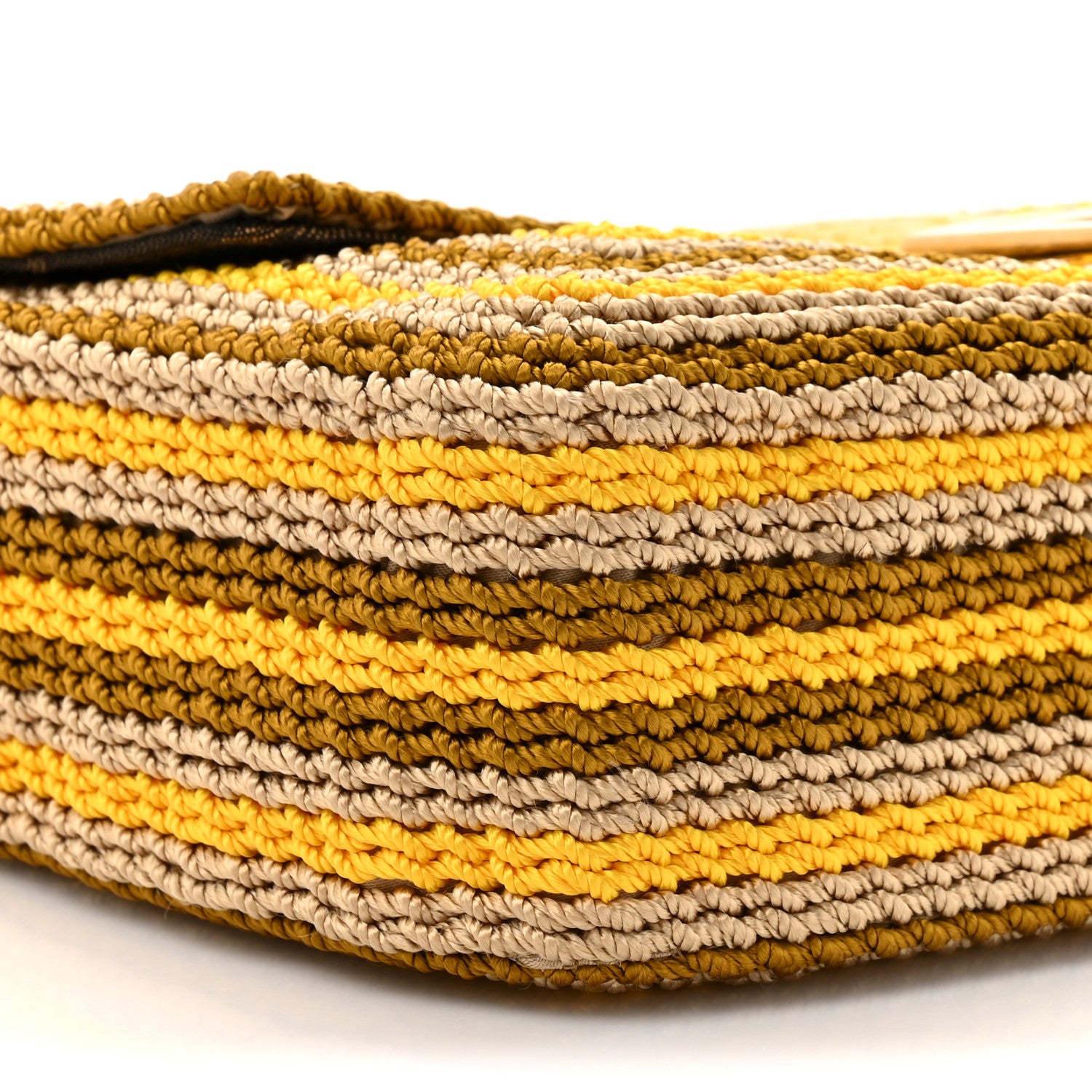 Fendi Canvas Ricamo Vitello Grace Snakeskin Embroidered Baguette Colubro Sand Pomelo 9 of 9