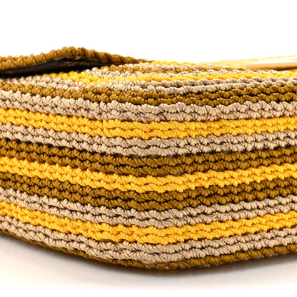 Fendi Canvas Ricamo Vitello Grace Snakeskin Embroidered Baguette Colubro Sand Pomelo 9 of 9