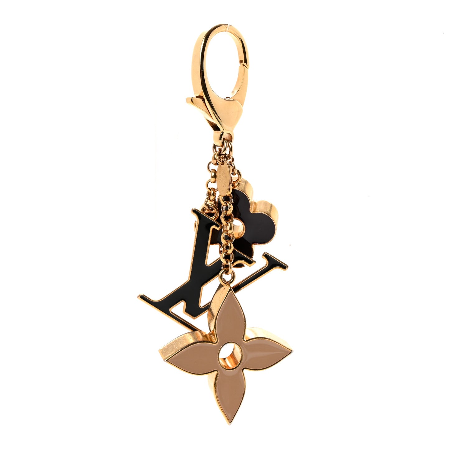 Metal Enamel Fleur De Monogram Bag Charm Dore