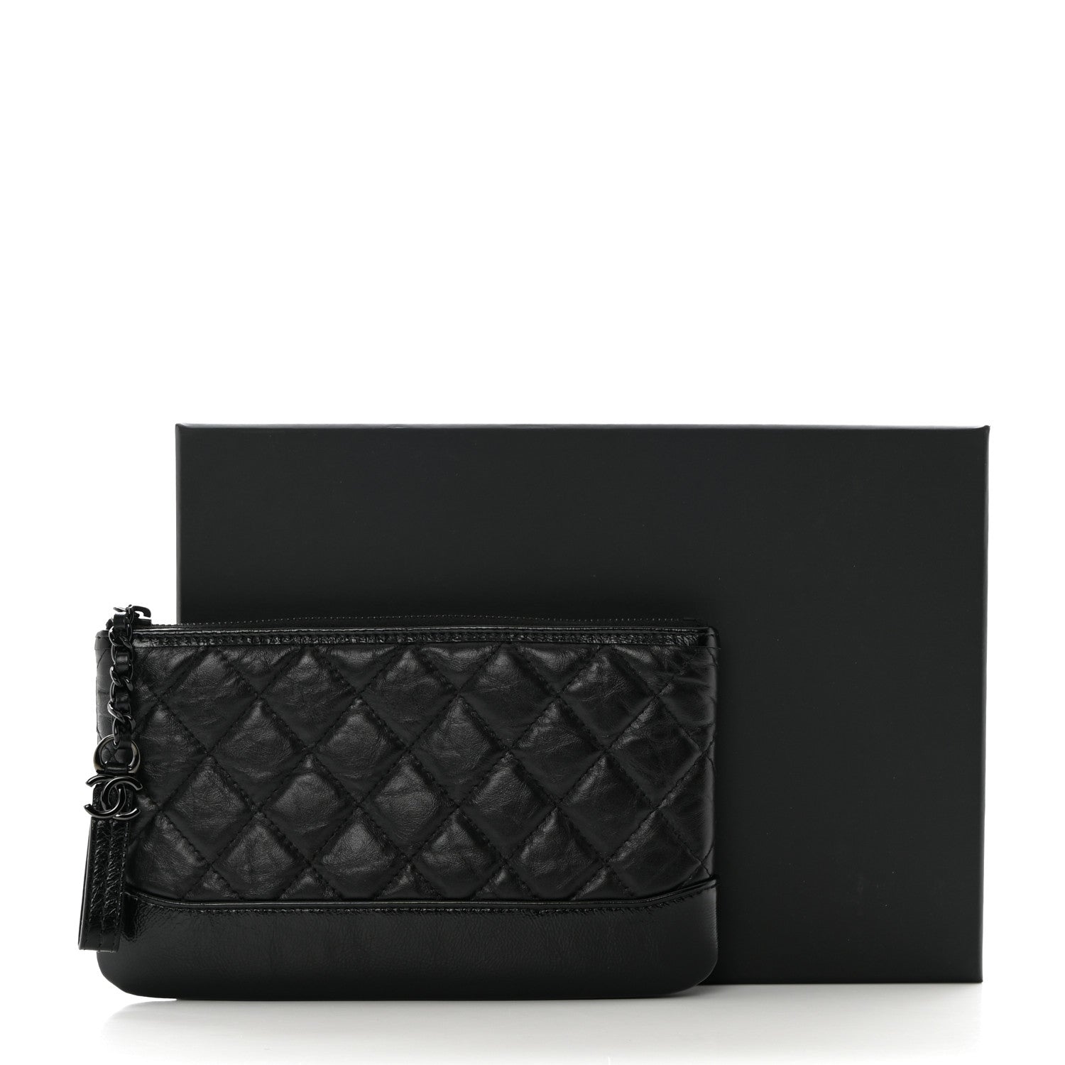 Chanel Aged Calfskin Quilted Small Gabrielle Pouch So Black 8 of 8
