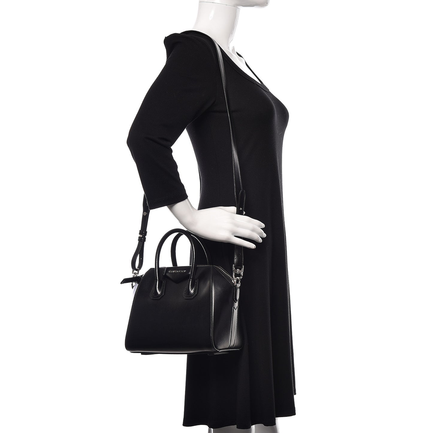 Shiny Lord Calfskin Mini Antigona Black