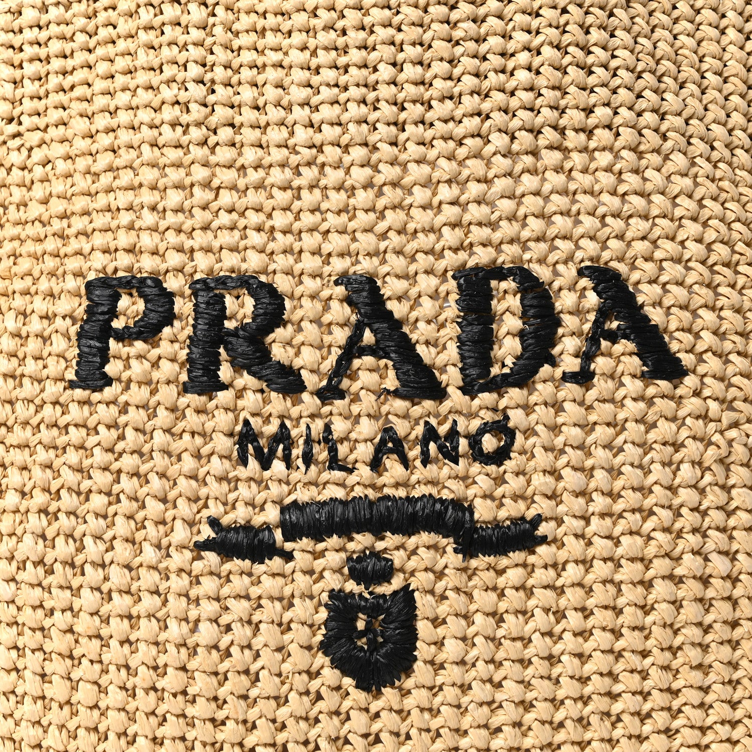 Prada Yarn Raffia Effect Crochet Embroidered Logo Tote Naturale 8 of 10