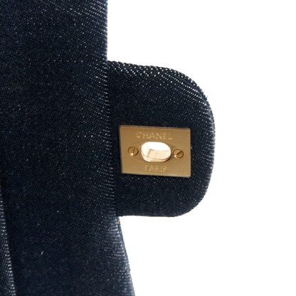 Chanel Denim Quilted Medium Double Flap Dark Blue 7 of 11