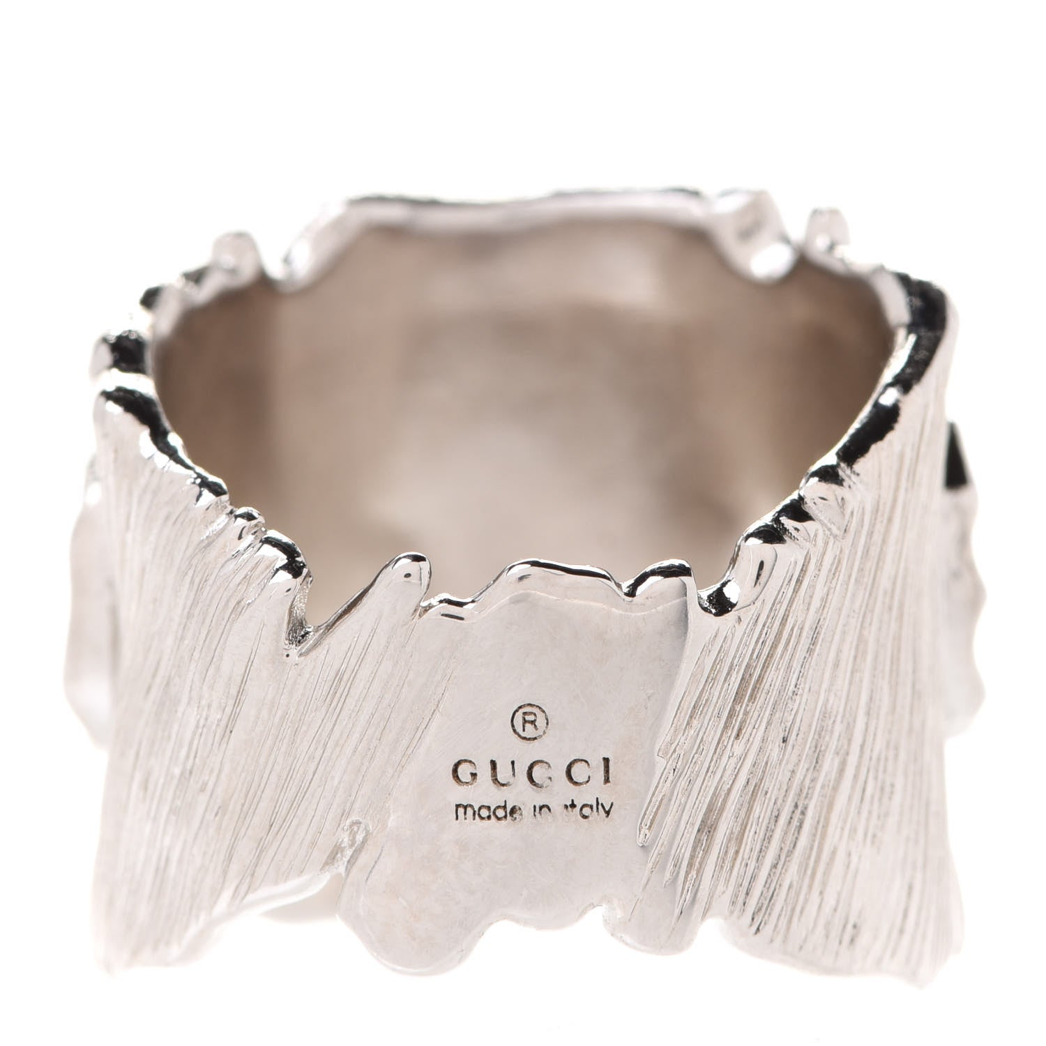 Gucci Metal Crystal GG Ring M Silver Blue 3 of 5