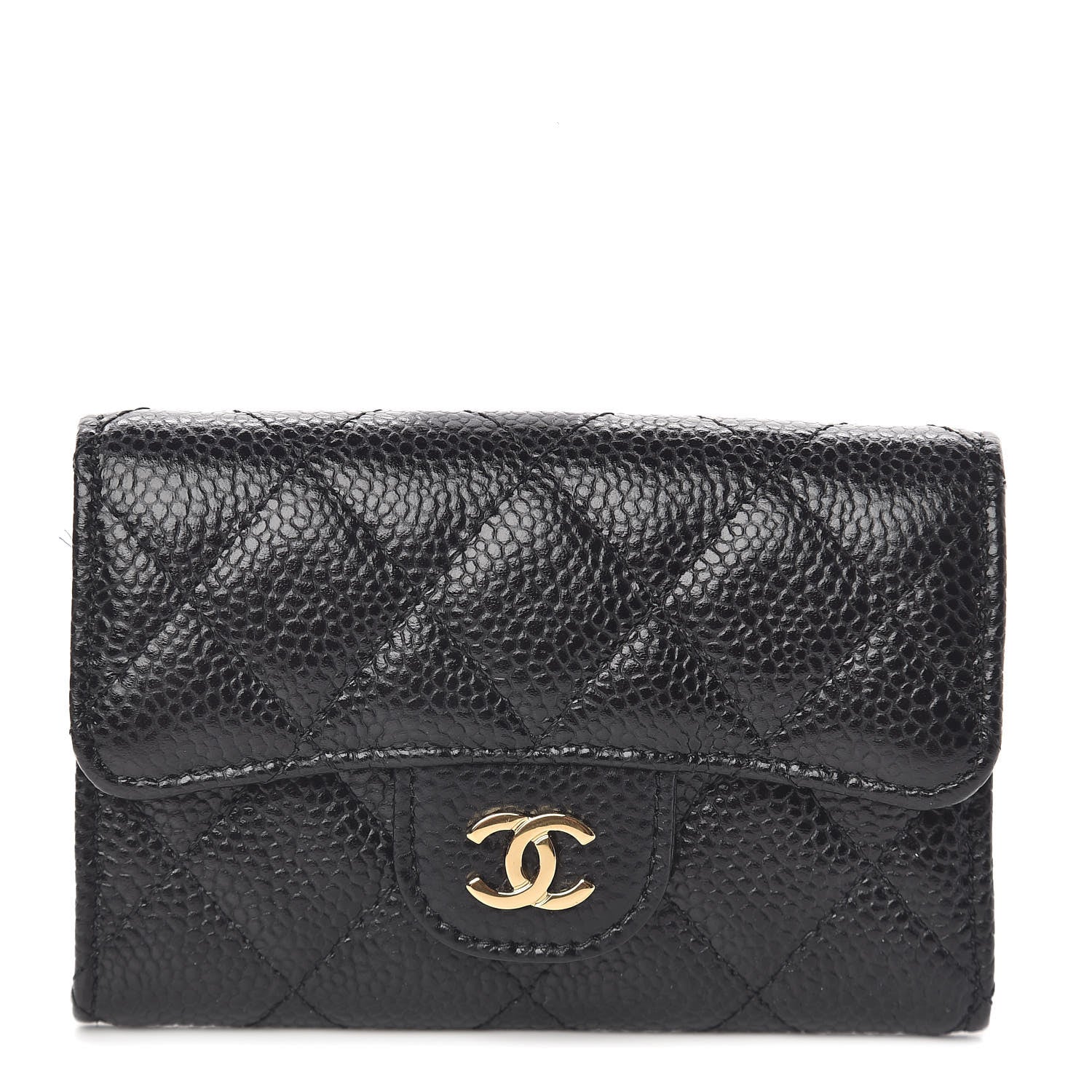 Chanel Caviar Quilted Flap Card Holder Wallet Black 1 of 10