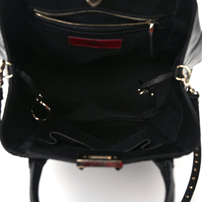 Valentino Garavani Calfskin Rockstud New Dome Bucket Tote Black 5 of 15