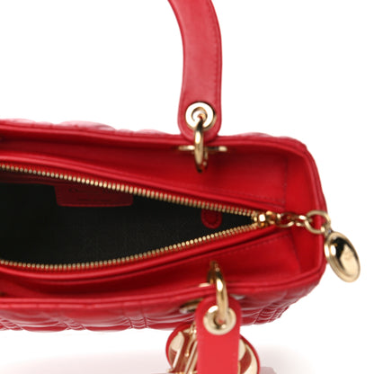 Christian Dior Lambskin Cannage Medium Lady Dior Red 7 of 11