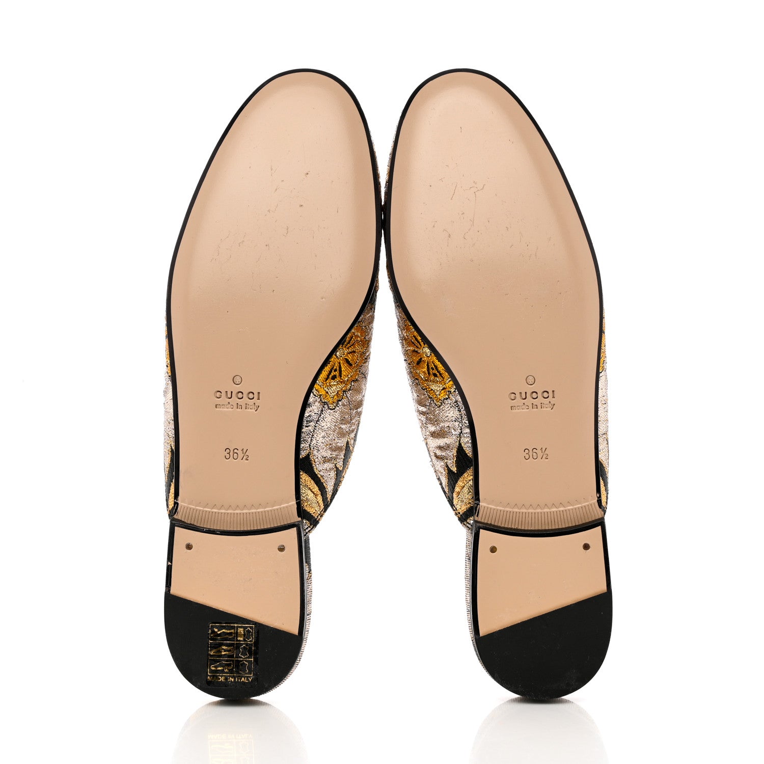 Gucci Jacquard Floral Womens Princetown Slippers 36.5 Oro Black 5 of 9