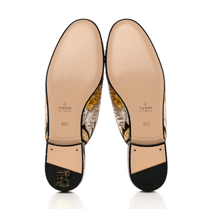Gucci Jacquard Floral Womens Princetown Slippers 36.5 Oro Black 5 of 9