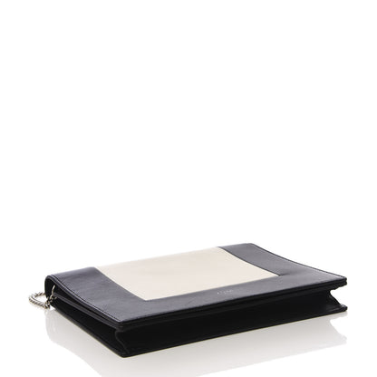 Celine Smooth Lambskin Frame Evening Chain Clutch Black White 3 of 8