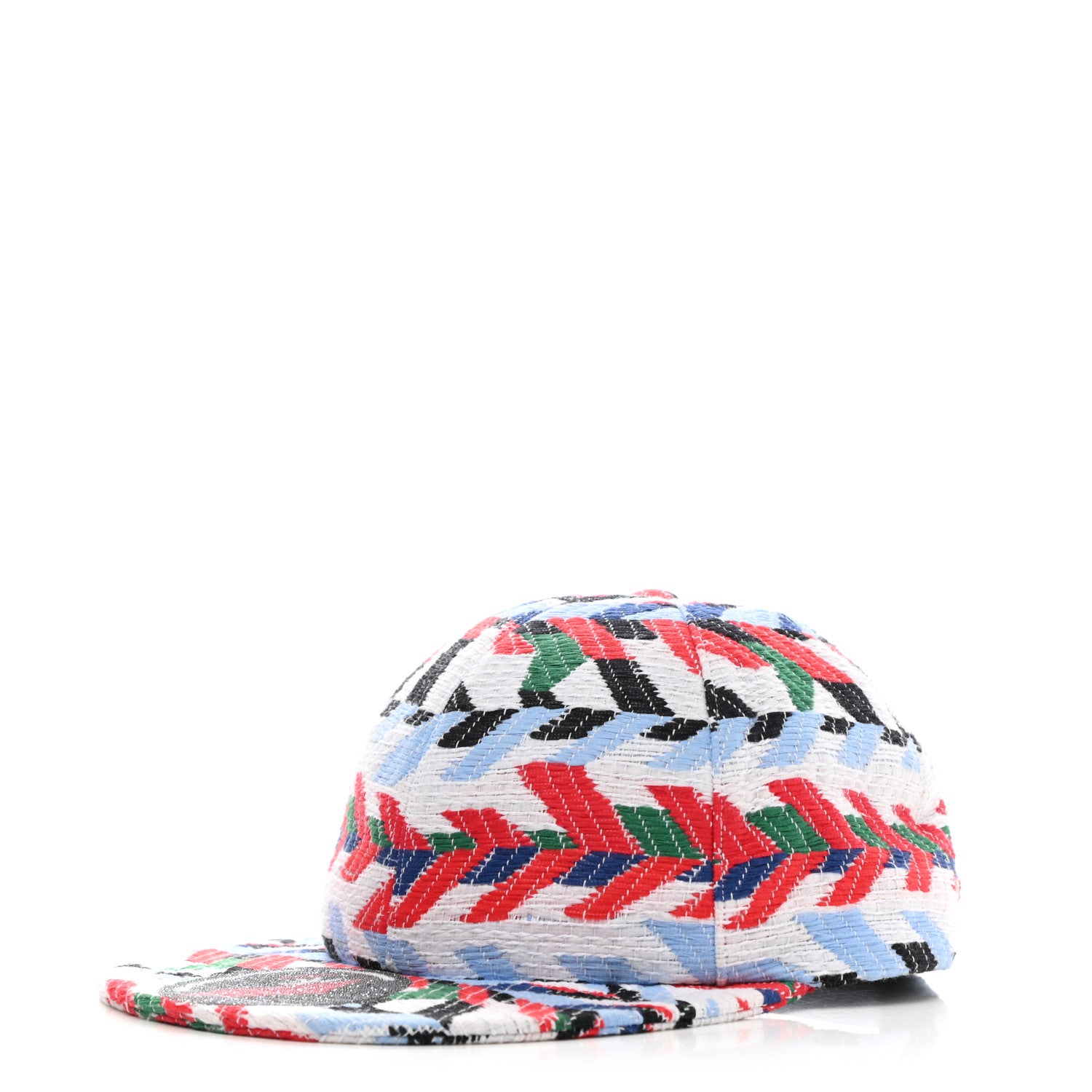 Chanel Tweed Woven Airline CC Cap Hat Red White Blue 1 of 8