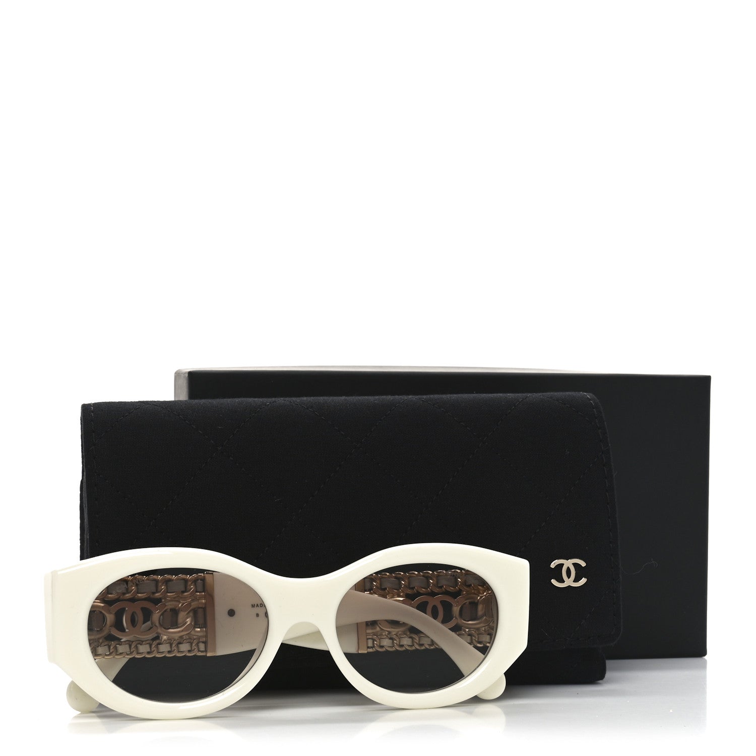 Chanel Acetate Calfskin Chain CC Sunglasses 5536-Q White 7 of 7
