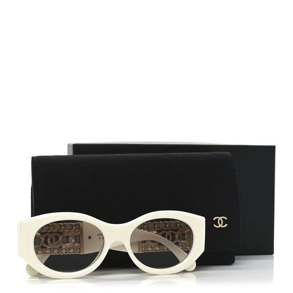 Chanel Acetate Calfskin Chain CC Sunglasses 5536-Q White 7 of 7