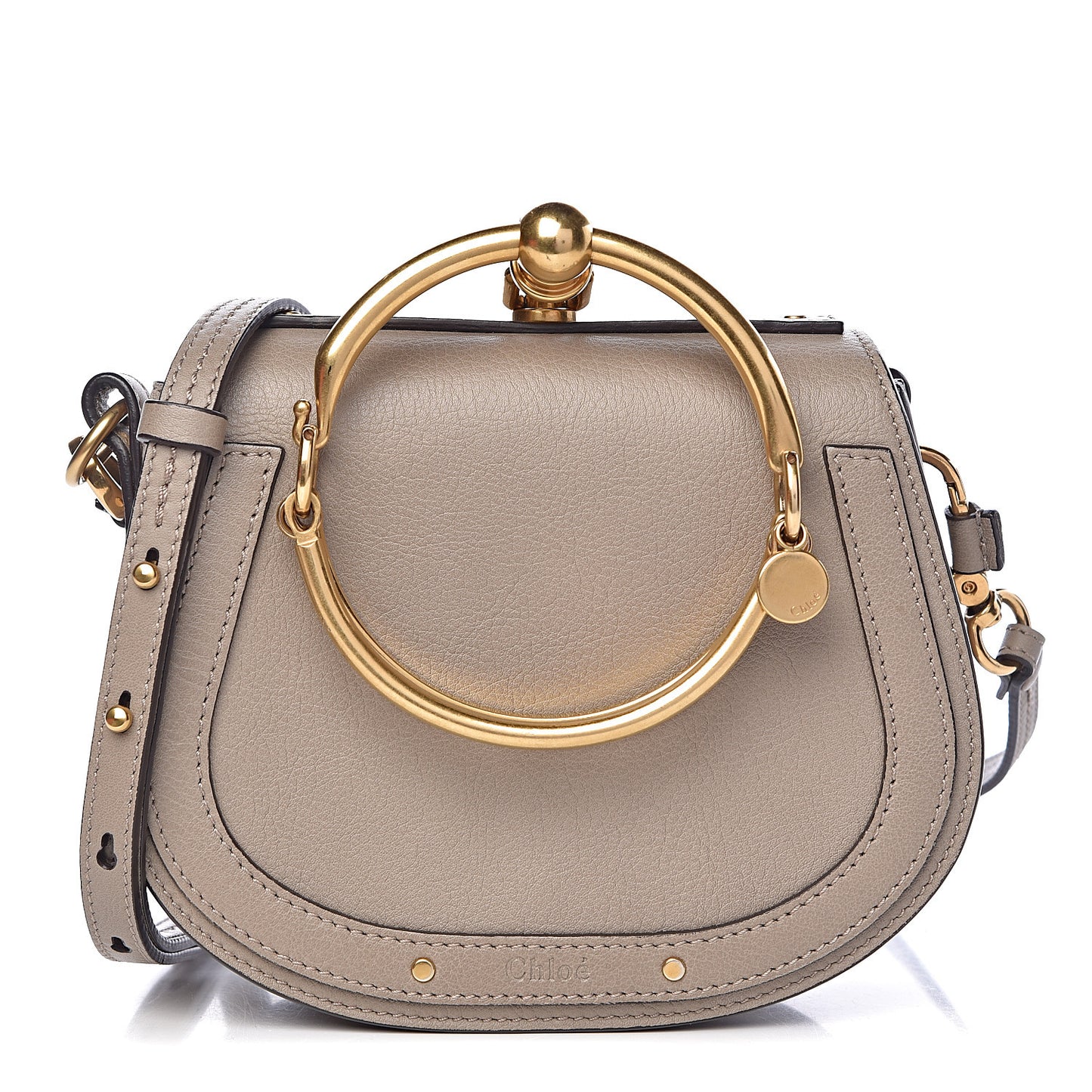 Calfskin Suede Small Nile Bracelet Bag Motty Grey