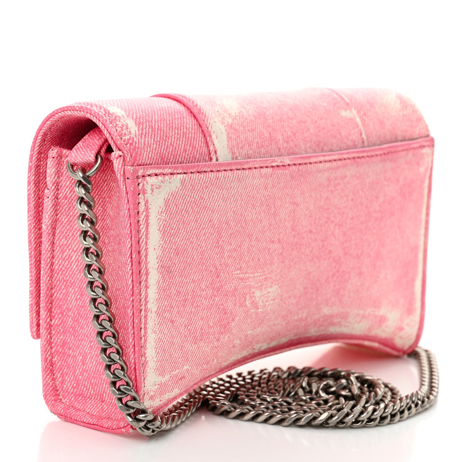 Balenciaga Nappa Denim Printed Hourglass Chain Bag Denim Pink 3 of 9