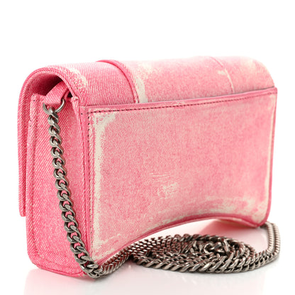Balenciaga Nappa Denim Printed Hourglass Chain Bag Denim Pink 3 of 9