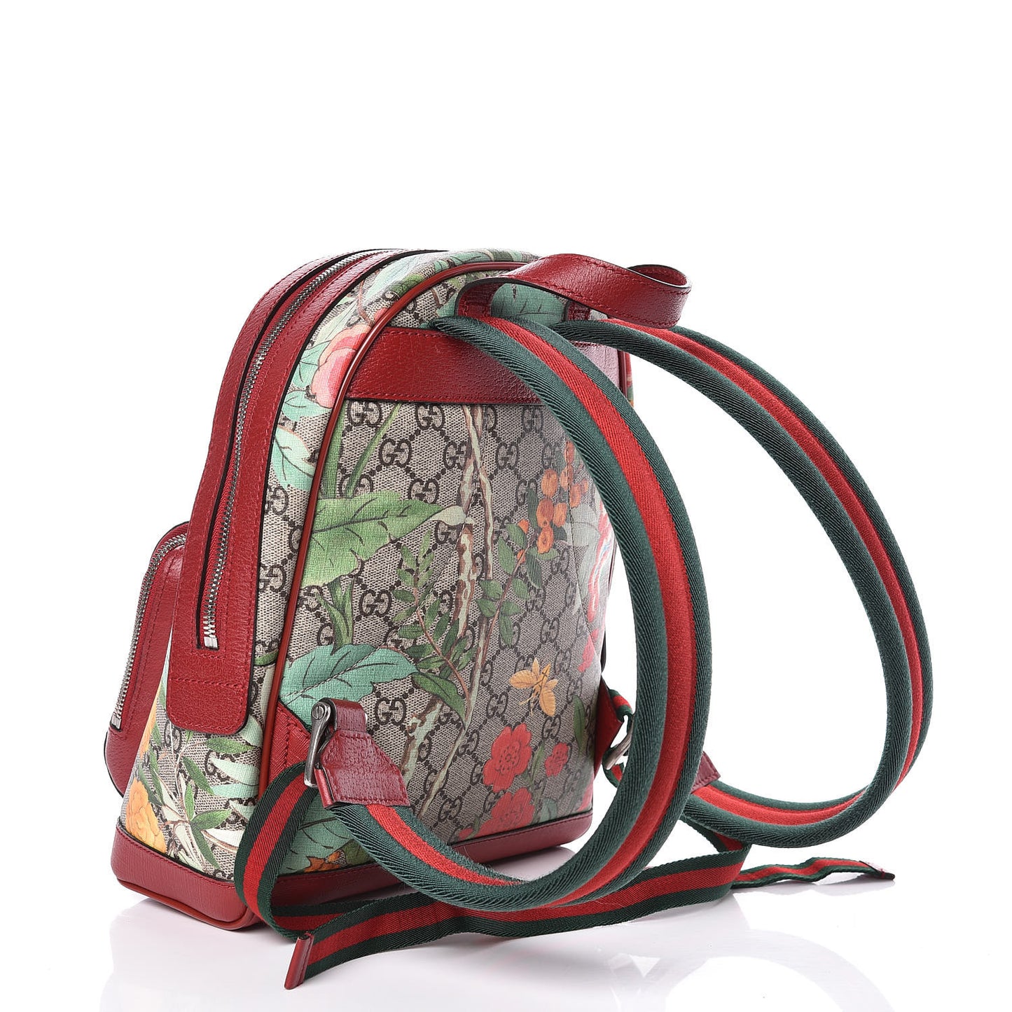 GG Supreme Monogram Tian Web Small Day Backpack Beige Multicolor Red