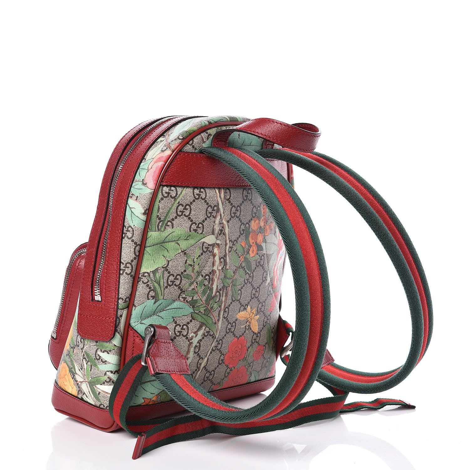 Gucci GG Supreme Monogram Tian Web Small Day Backpack Beige Multicolor Red 3 of 16