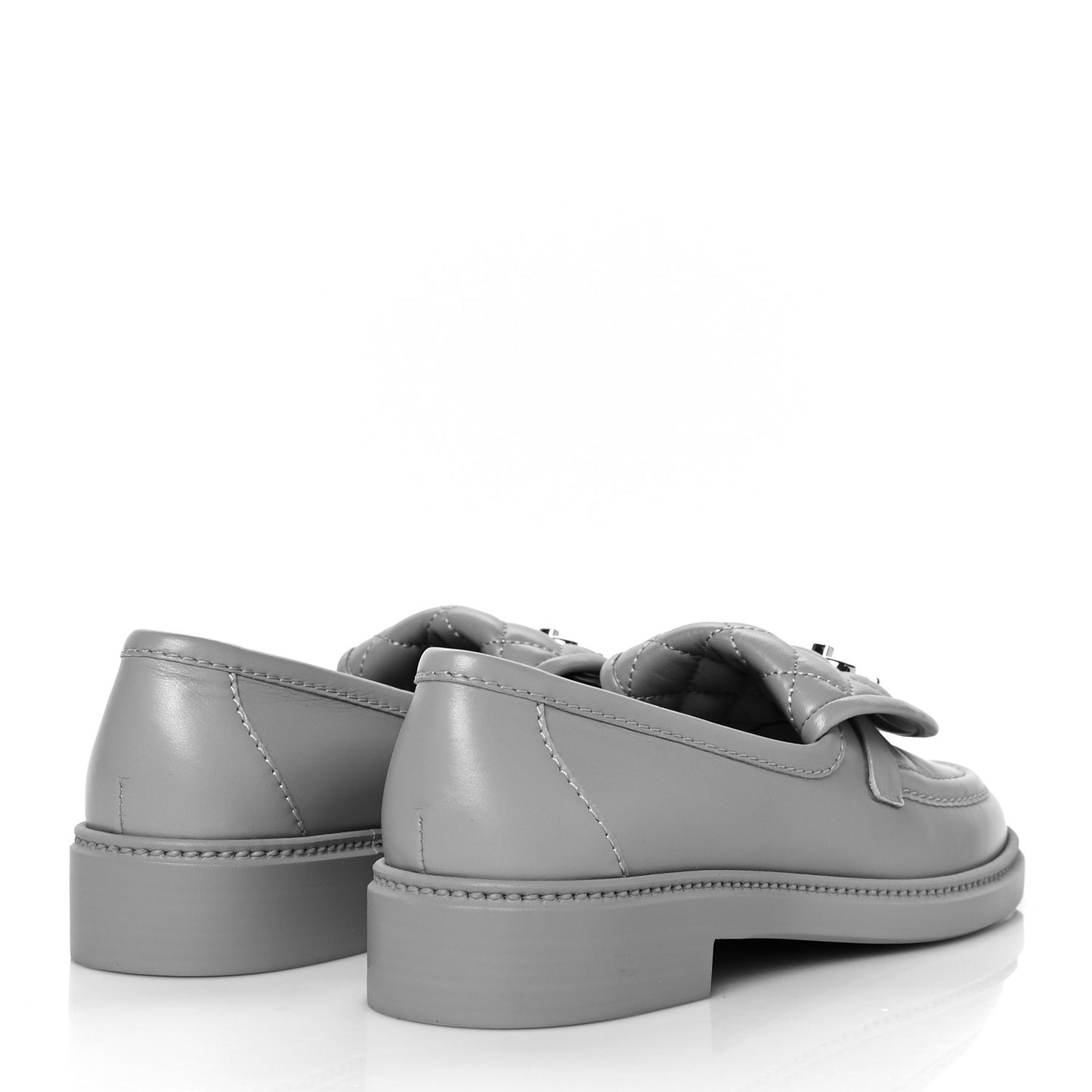 Lambskin Quilted CC Turnlock Loafers 39.5 Grey
