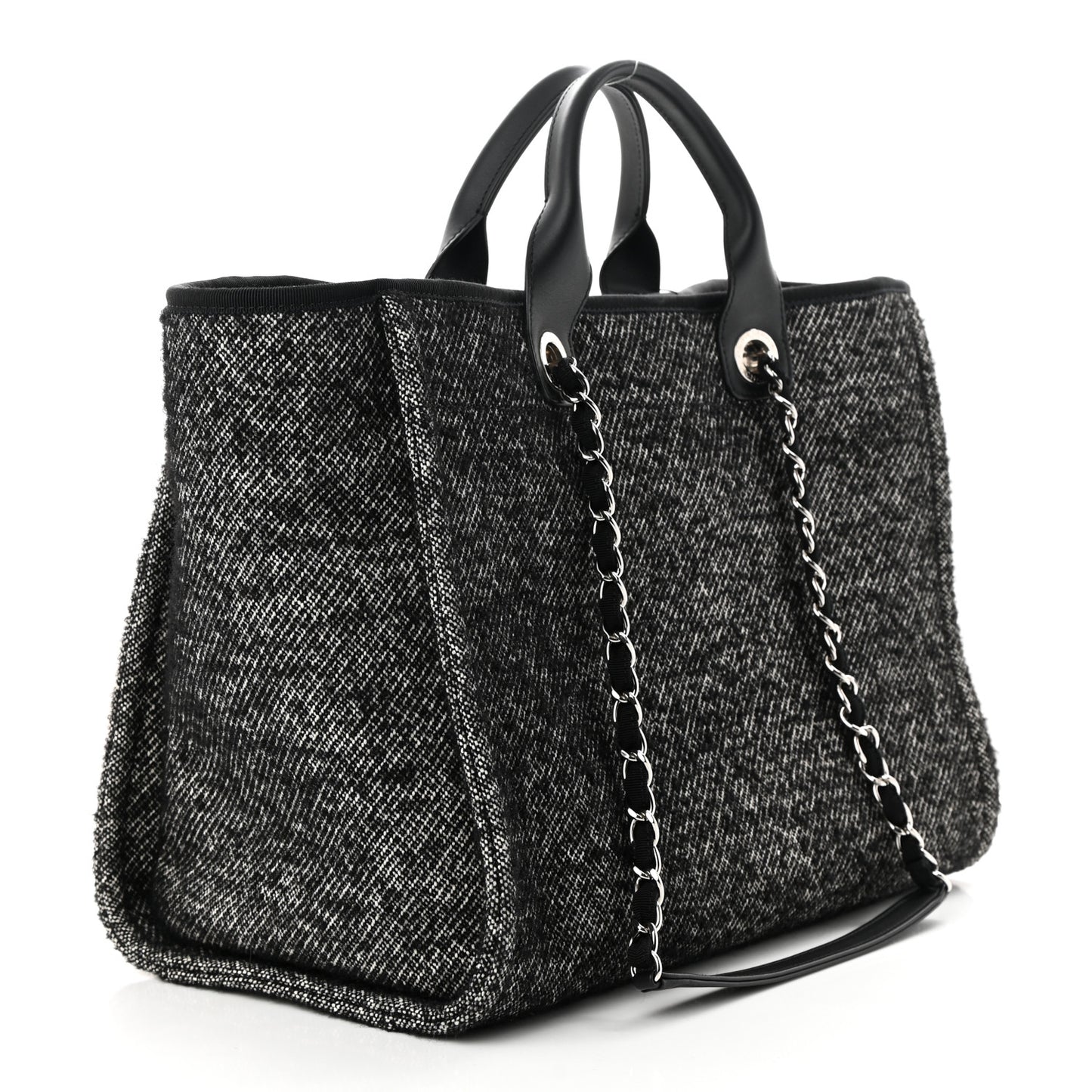 Mixed Fibers Calfskin Medium Deauville Tote Black