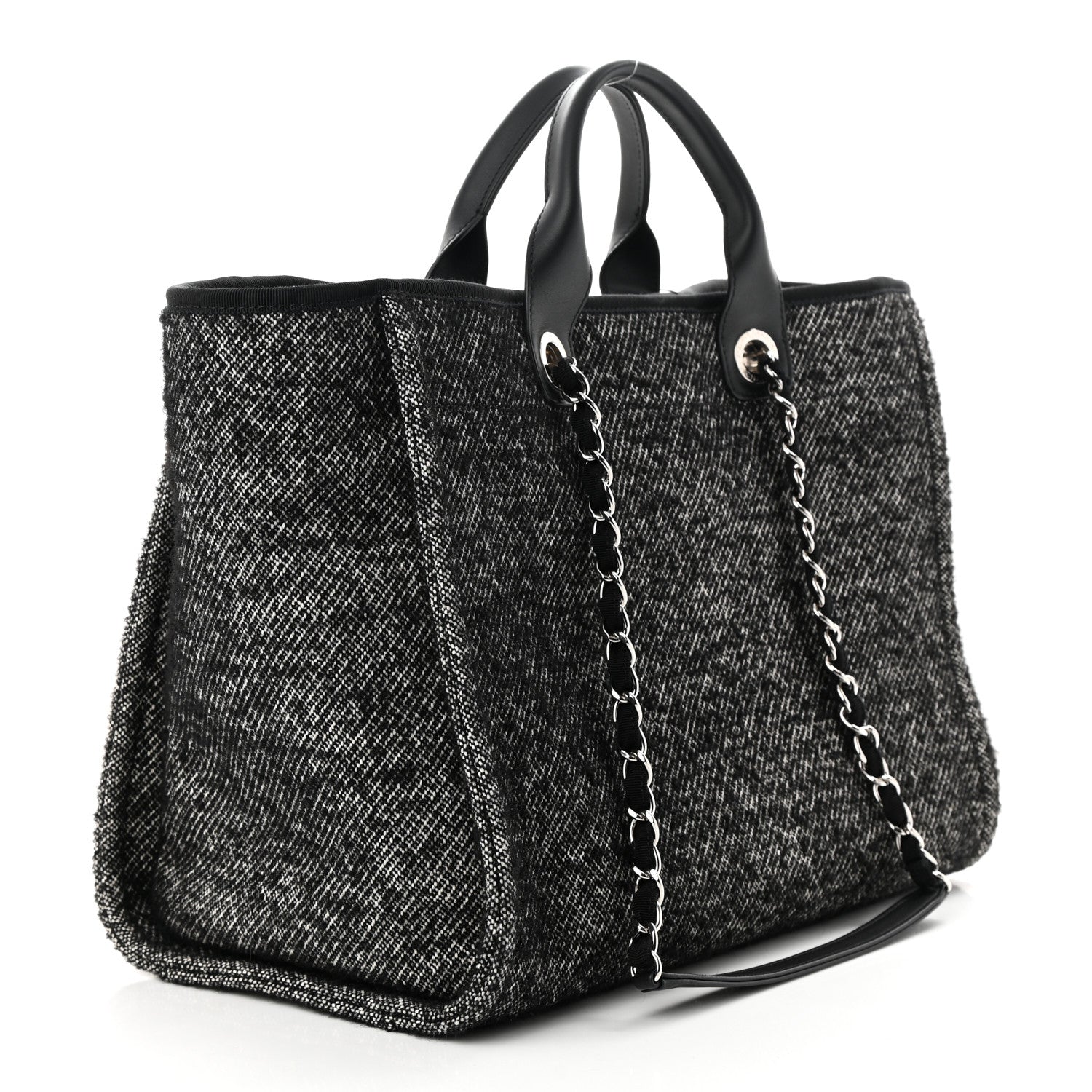Chanel Mixed Fibers Calfskin Medium Deauville Tote Black 3 of 12