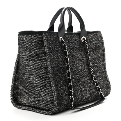 Chanel Mixed Fibers Calfskin Medium Deauville Tote Black 3 of 12
