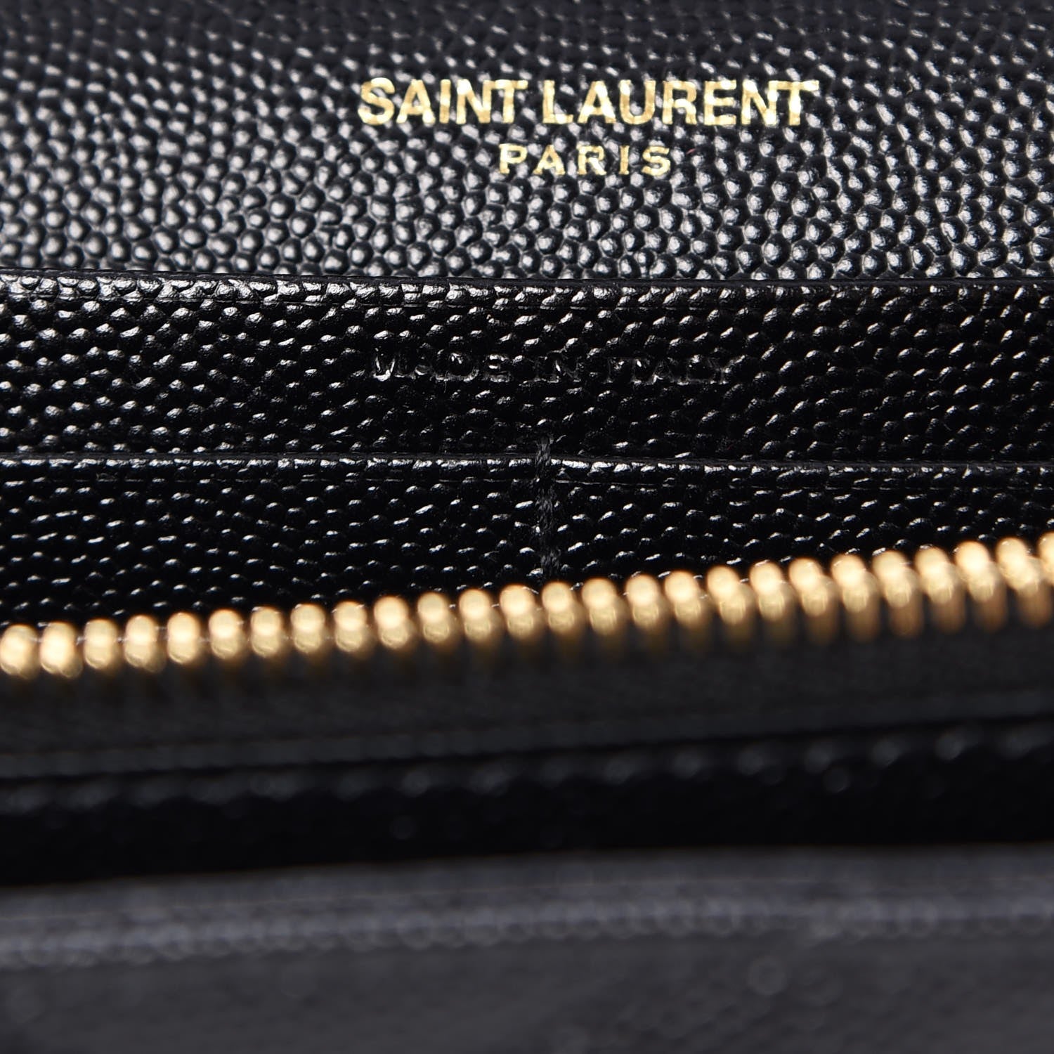 Saint Laurent Grain De Poudre Matelasse Chevron Monogram Chain Wallet Black 7 of 8