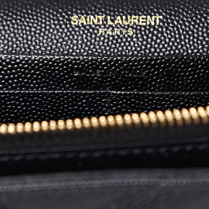 Saint Laurent Grain De Poudre Matelasse Chevron Monogram Chain Wallet Black 7 of 8